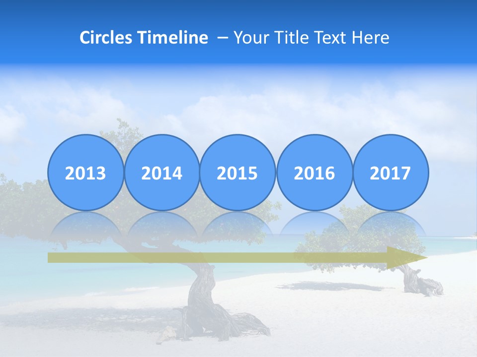 A Tree On A Beach With Blue Water In The Background PowerPoint Template