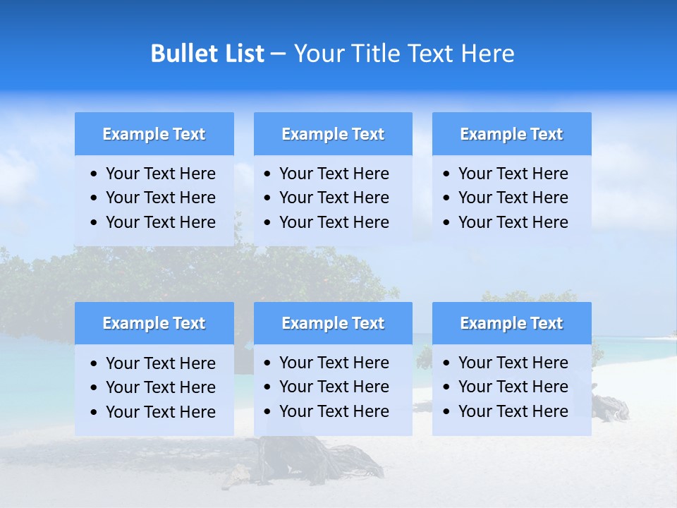 A Tree On A Beach With Blue Water In The Background PowerPoint Template