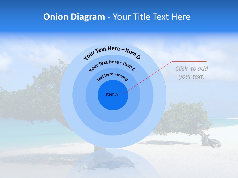 A Tree On A Beach With Blue Water In The Background PowerPoint Template