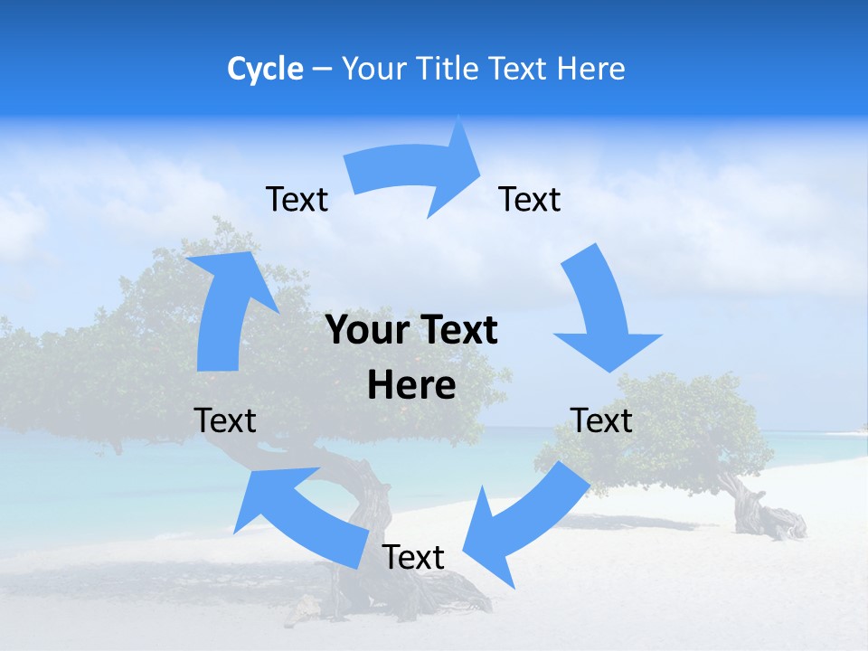 A Tree On A Beach With Blue Water In The Background PowerPoint Template