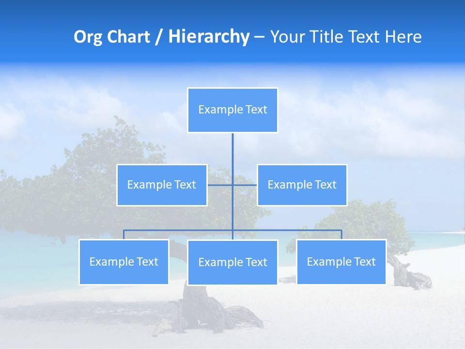 A Tree On A Beach With Blue Water In The Background PowerPoint Template