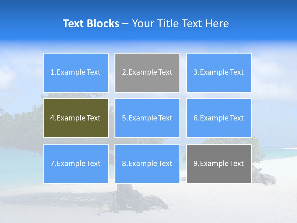 A Tree On A Beach With Blue Water In The Background PowerPoint Template