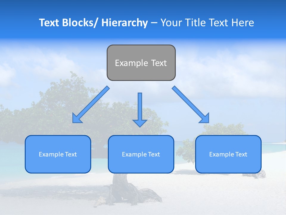 A Tree On A Beach With Blue Water In The Background PowerPoint Template