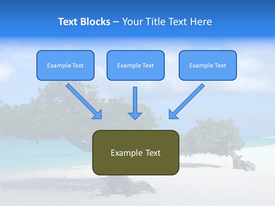 A Tree On A Beach With Blue Water In The Background PowerPoint Template