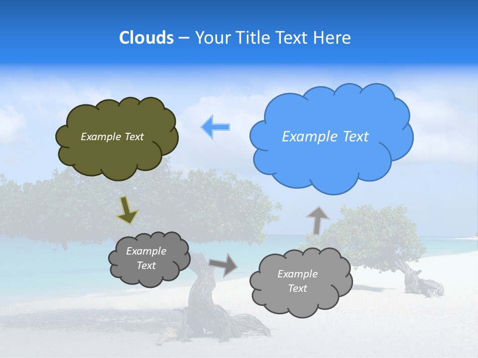 A Tree On A Beach With Blue Water In The Background PowerPoint Template