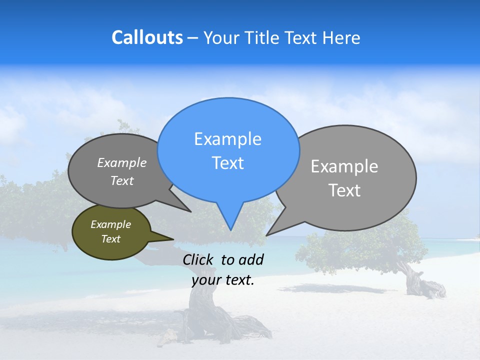 A Tree On A Beach With Blue Water In The Background PowerPoint Template