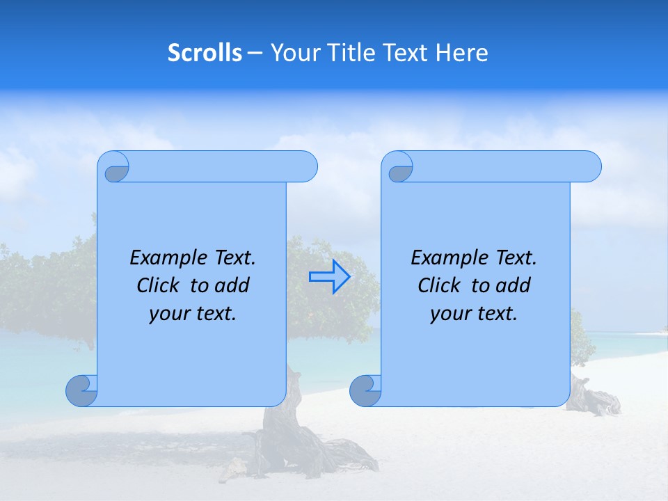 A Tree On A Beach With Blue Water In The Background PowerPoint Template