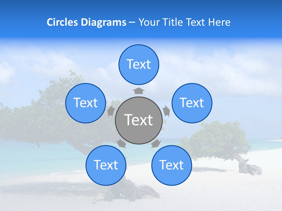 A Tree On A Beach With Blue Water In The Background PowerPoint Template