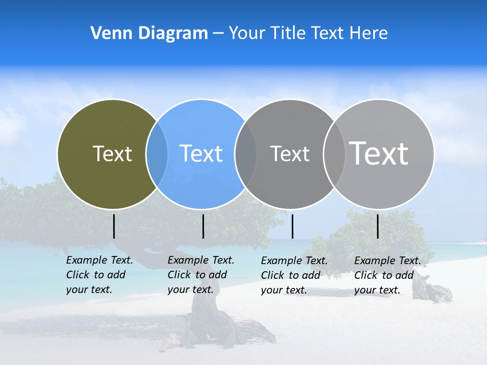 A Tree On A Beach With Blue Water In The Background PowerPoint Template