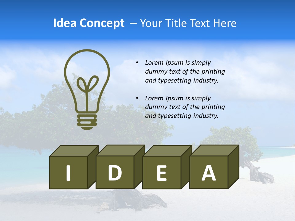 A Tree On A Beach With Blue Water In The Background PowerPoint Template