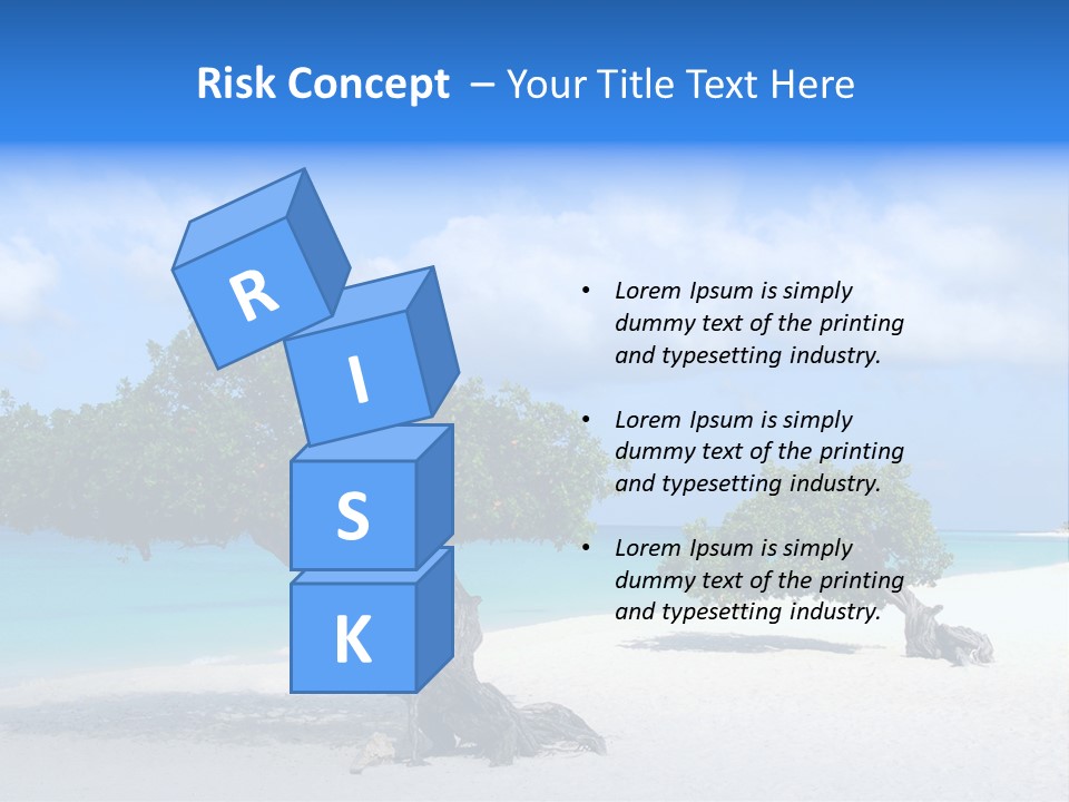 A Tree On A Beach With Blue Water In The Background PowerPoint Template