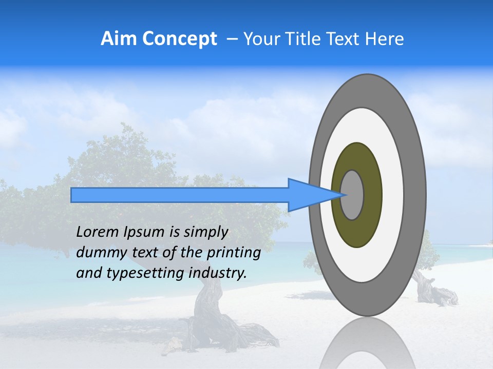 A Tree On A Beach With Blue Water In The Background PowerPoint Template