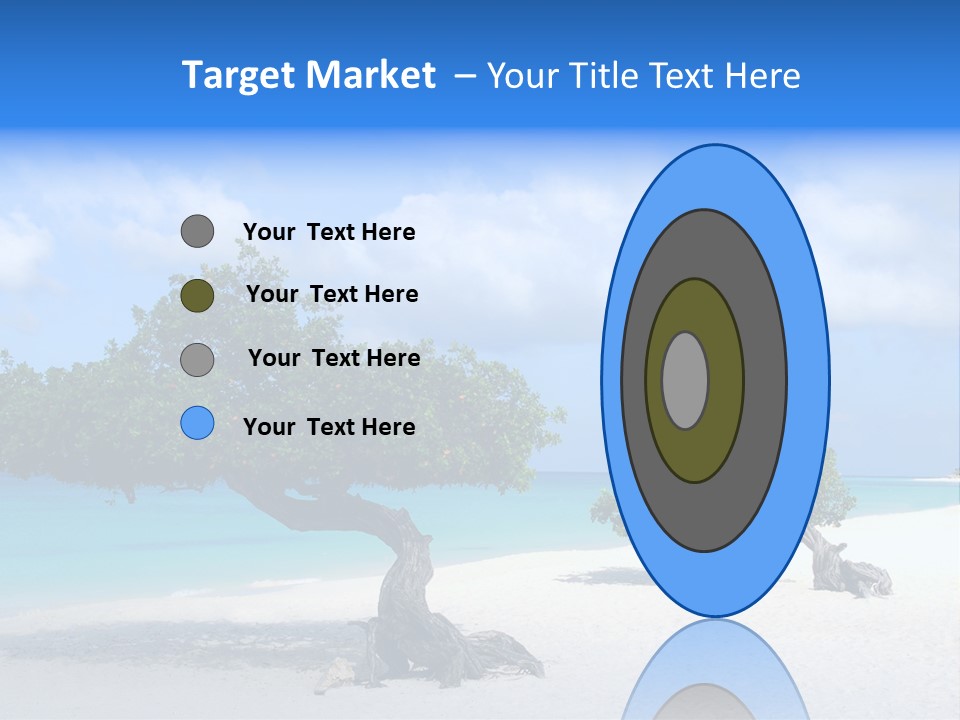 A Tree On A Beach With Blue Water In The Background PowerPoint Template