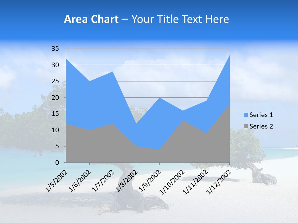 A Tree On A Beach With Blue Water In The Background PowerPoint Template