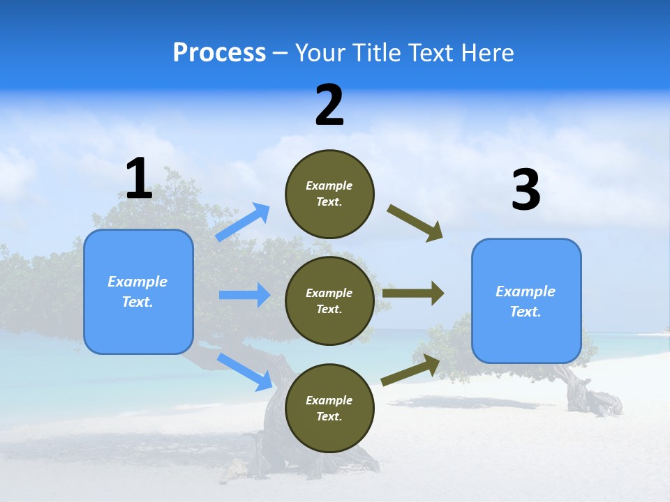 A Tree On A Beach With Blue Water In The Background PowerPoint Template