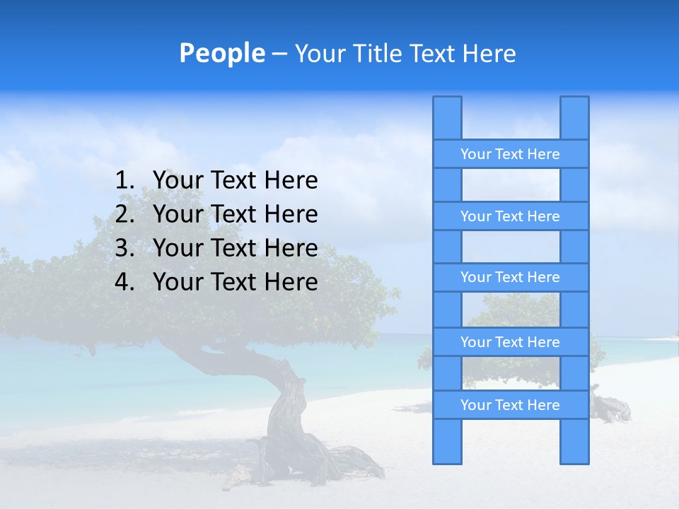 A Tree On A Beach With Blue Water In The Background PowerPoint Template