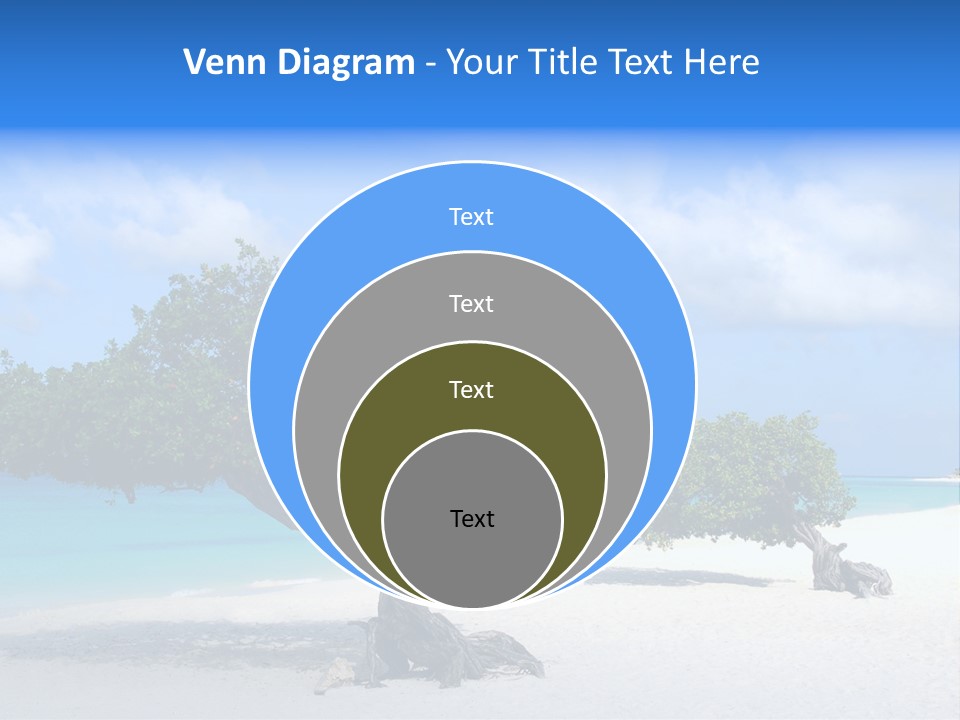 A Tree On A Beach With Blue Water In The Background PowerPoint Template