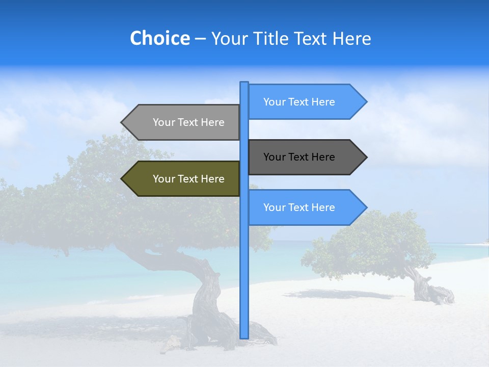 A Tree On A Beach With Blue Water In The Background PowerPoint Template