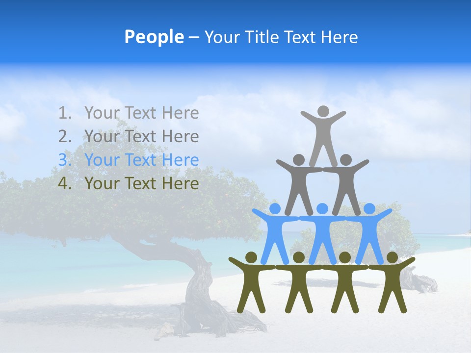 A Tree On A Beach With Blue Water In The Background PowerPoint Template