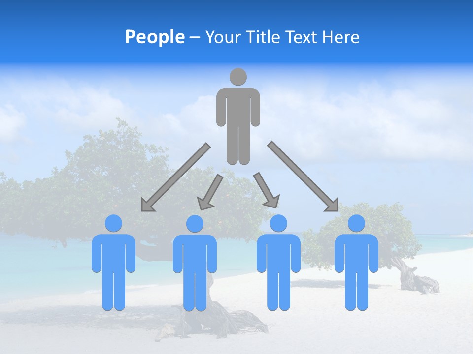 A Tree On A Beach With Blue Water In The Background PowerPoint Template