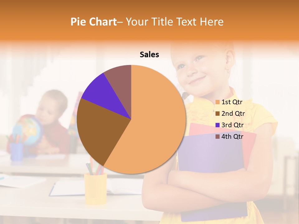 A Young Girl Standing In Front Of A Table With Children PowerPoint Template