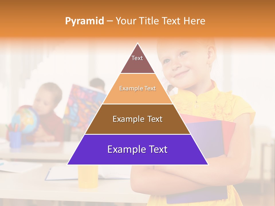 A Young Girl Standing In Front Of A Table With Children PowerPoint Template