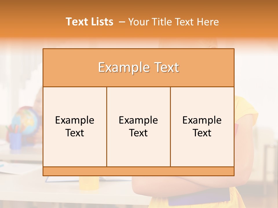 A Young Girl Standing In Front Of A Table With Children PowerPoint Template