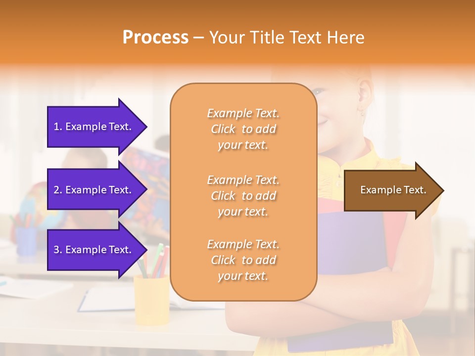 A Young Girl Standing In Front Of A Table With Children PowerPoint Template