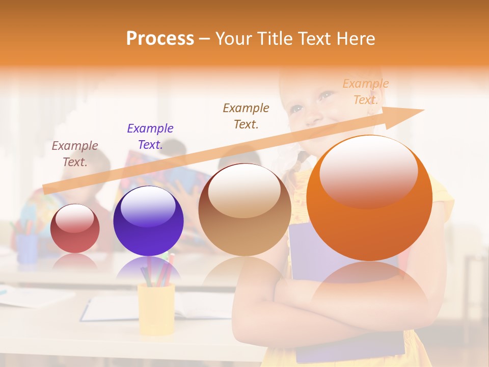 A Young Girl Standing In Front Of A Table With Children PowerPoint Template