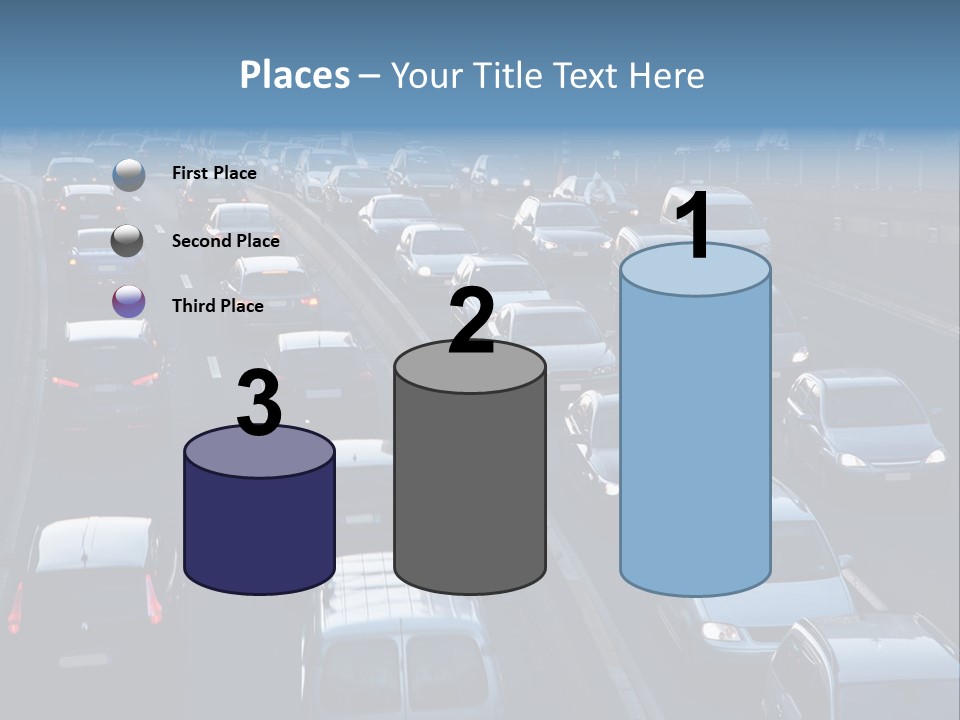 A Highway Filled With Lots Of Traffic Next To A Tall Building PowerPoint Template