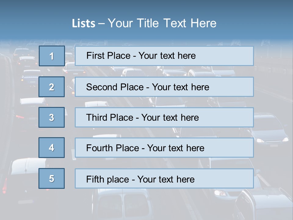 A Highway Filled With Lots Of Traffic Next To A Tall Building PowerPoint Template