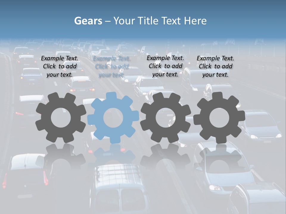 A Highway Filled With Lots Of Traffic Next To A Tall Building PowerPoint Template