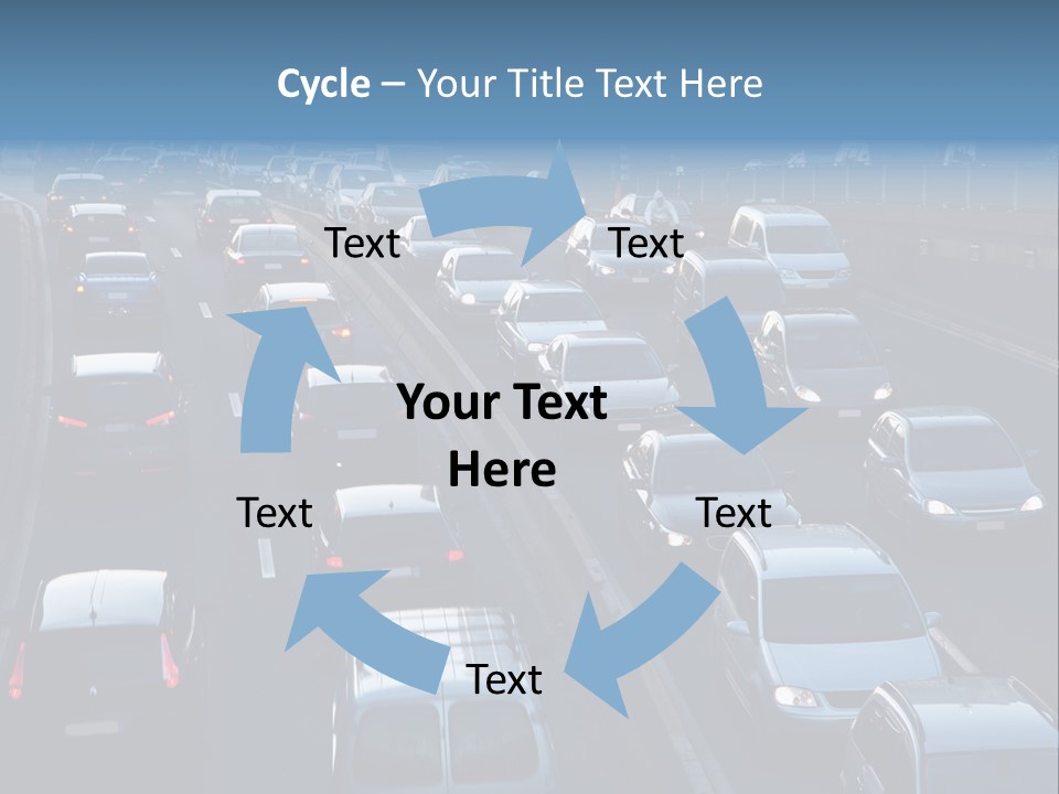 A Highway Filled With Lots Of Traffic Next To A Tall Building PowerPoint Template