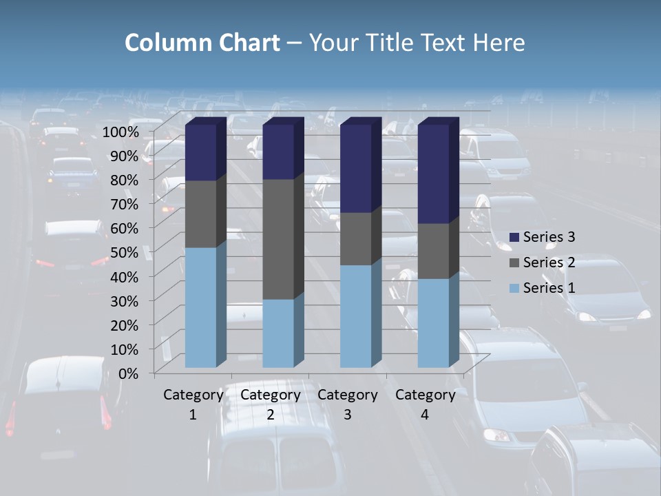 A Highway Filled With Lots Of Traffic Next To A Tall Building PowerPoint Template