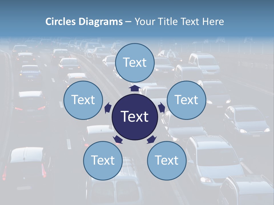 A Highway Filled With Lots Of Traffic Next To A Tall Building PowerPoint Template
