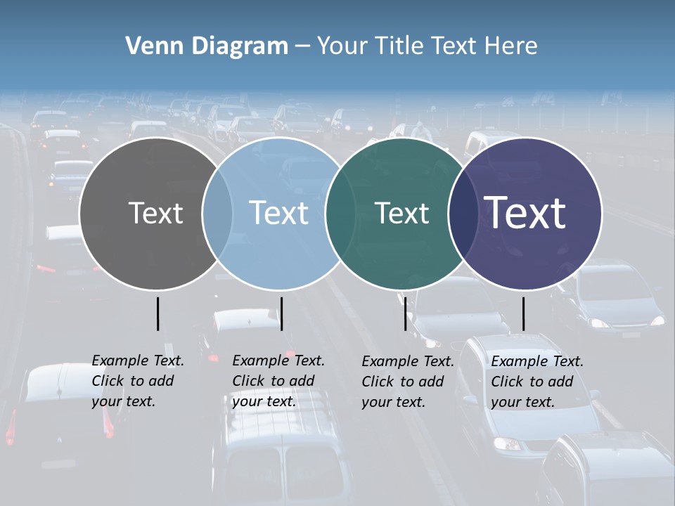 A Highway Filled With Lots Of Traffic Next To A Tall Building PowerPoint Template