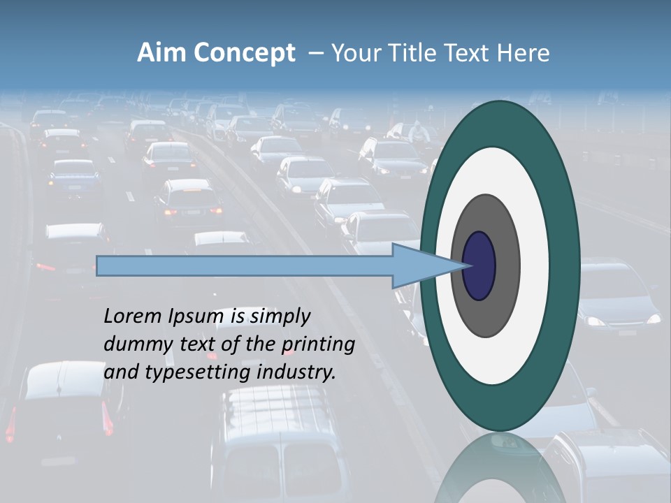 A Highway Filled With Lots Of Traffic Next To A Tall Building PowerPoint Template