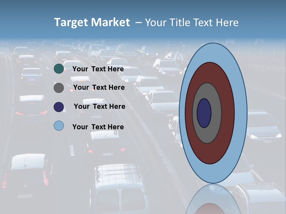 A Highway Filled With Lots Of Traffic Next To A Tall Building PowerPoint Template