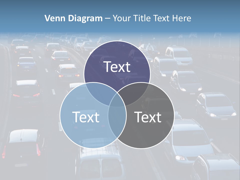 A Highway Filled With Lots Of Traffic Next To A Tall Building PowerPoint Template
