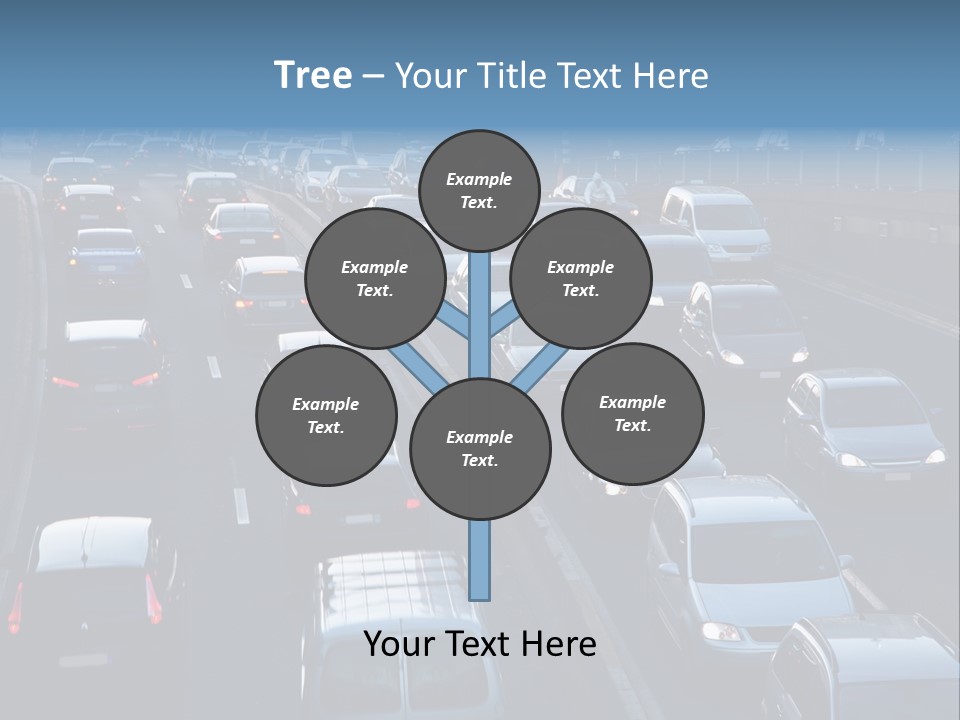 A Highway Filled With Lots Of Traffic Next To A Tall Building PowerPoint Template