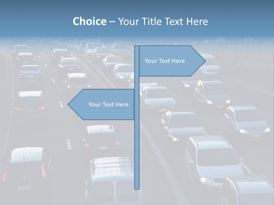 A Highway Filled With Lots Of Traffic Next To A Tall Building PowerPoint Template