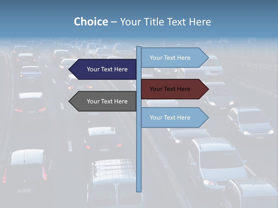 A Highway Filled With Lots Of Traffic Next To A Tall Building PowerPoint Template