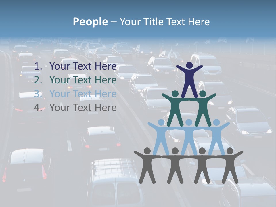 A Highway Filled With Lots Of Traffic Next To A Tall Building PowerPoint Template