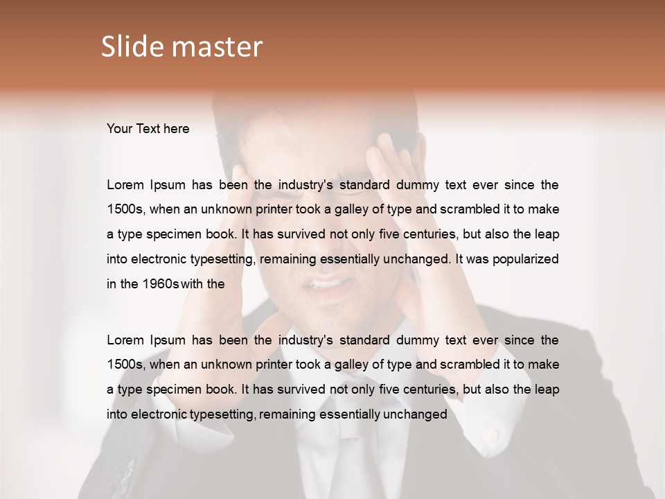 A Man In A Suit Holding His Hands To His Ears PowerPoint Template