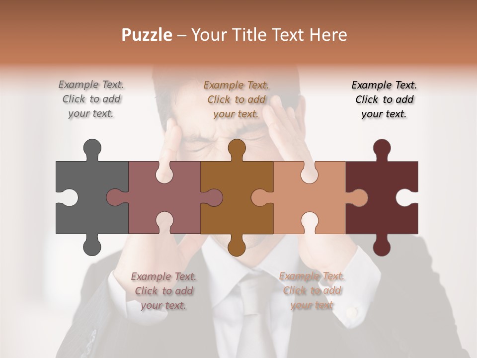 A Man In A Suit Holding His Hands To His Ears PowerPoint Template