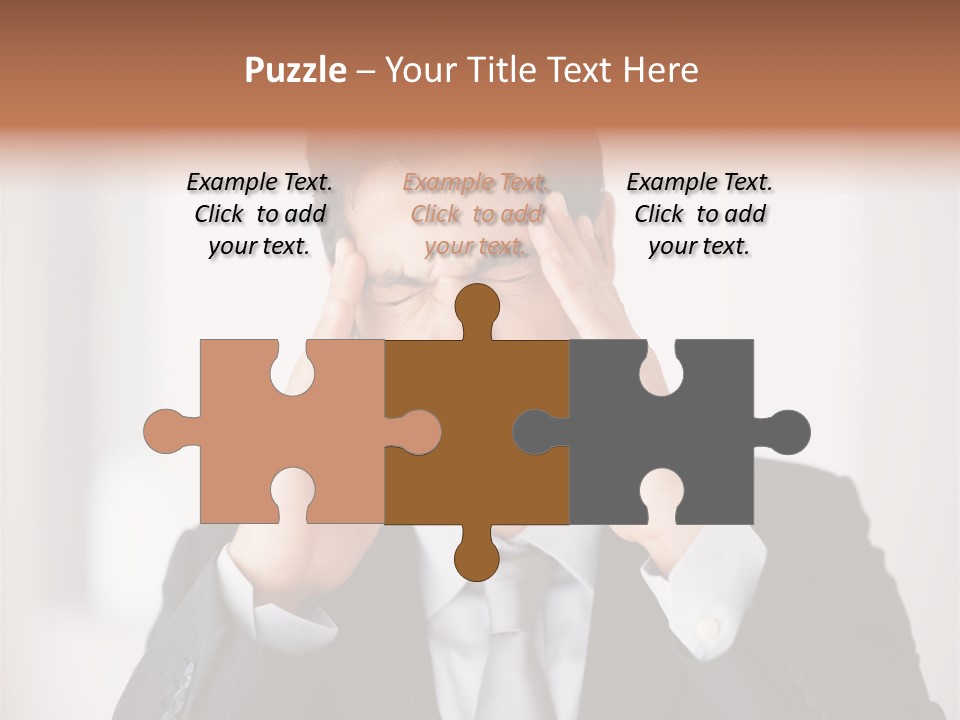 A Man In A Suit Holding His Hands To His Ears PowerPoint Template