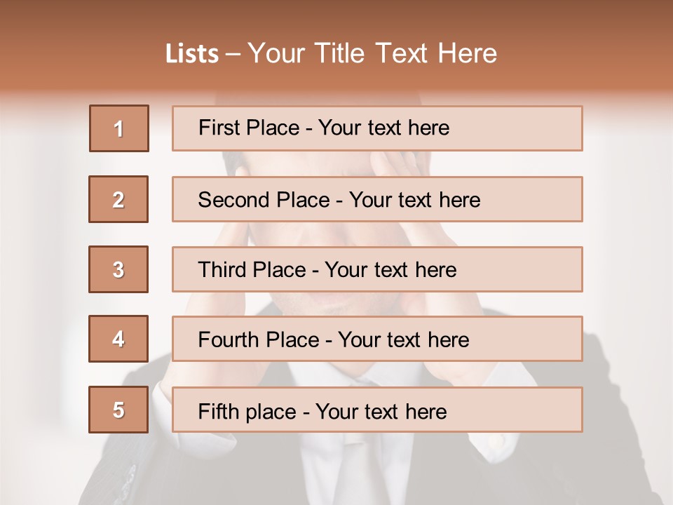 A Man In A Suit Holding His Hands To His Ears PowerPoint Template