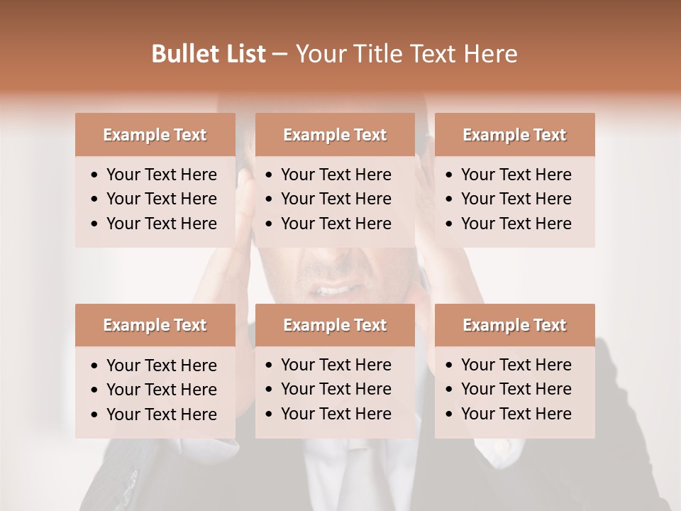 A Man In A Suit Holding His Hands To His Ears PowerPoint Template