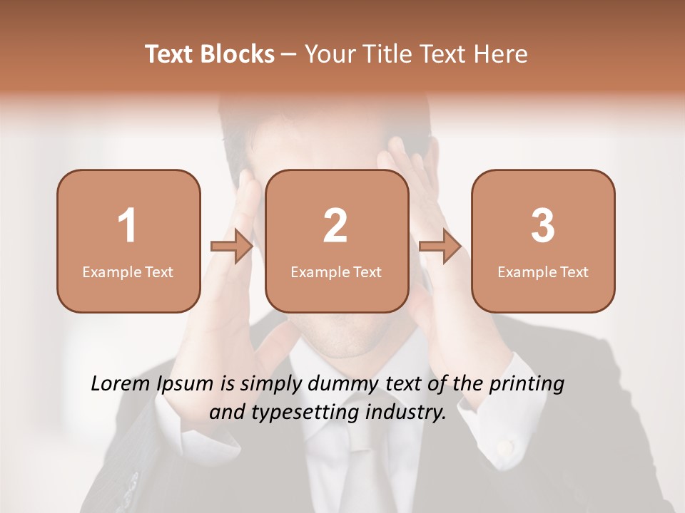 A Man In A Suit Holding His Hands To His Ears PowerPoint Template