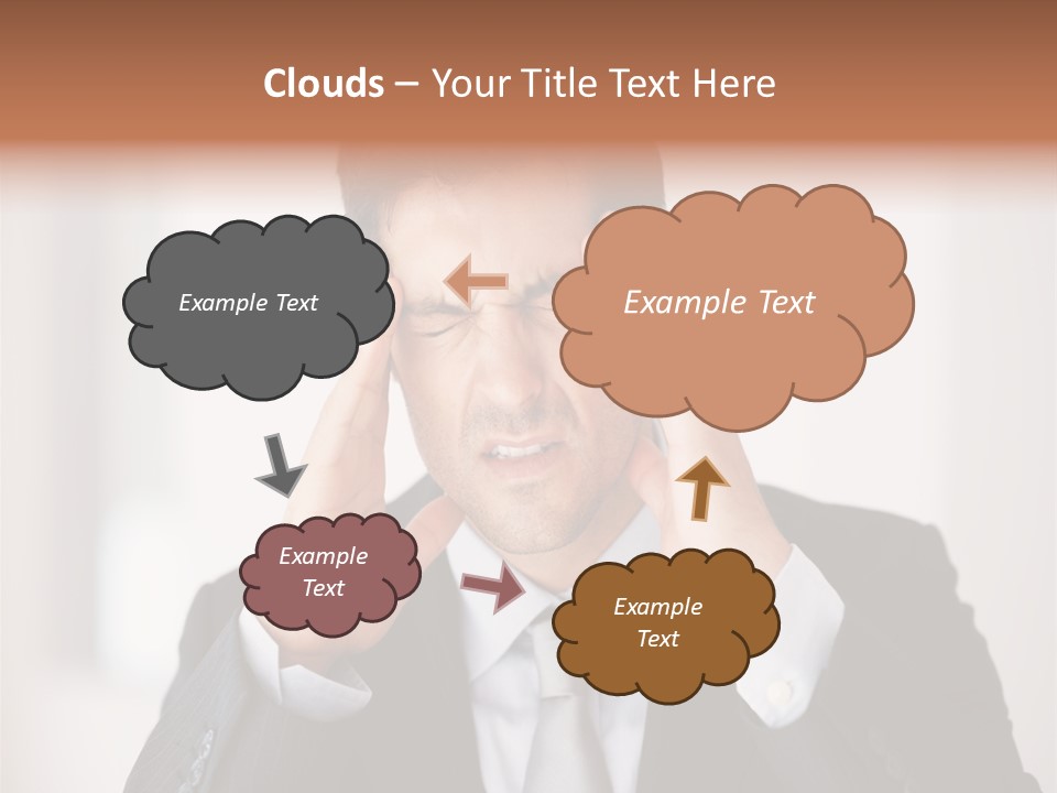 A Man In A Suit Holding His Hands To His Ears PowerPoint Template